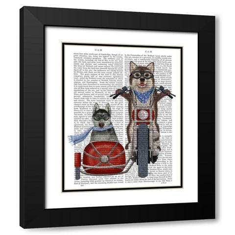 Husky Chopper and Sidecar Black Modern Wood Framed Art Print with Double Matting by Fab Funky