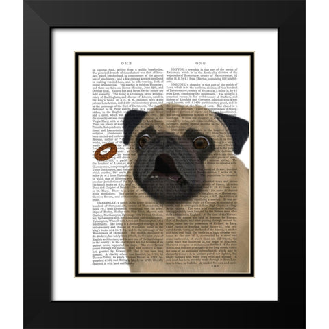 Pug, Catch 1 Black Modern Wood Framed Art Print with Double Matting by Fab Funky