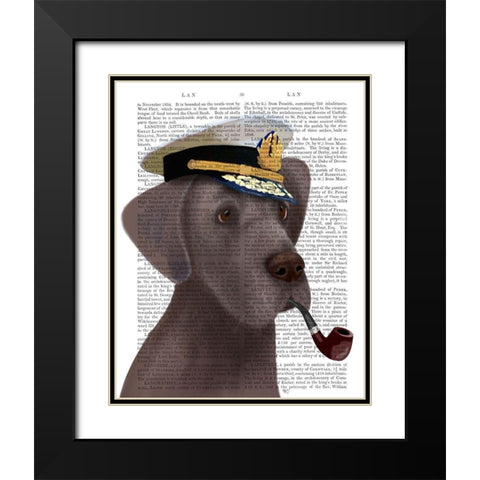 Great Dane Sea Dog Black Modern Wood Framed Art Print with Double Matting by Fab Funky