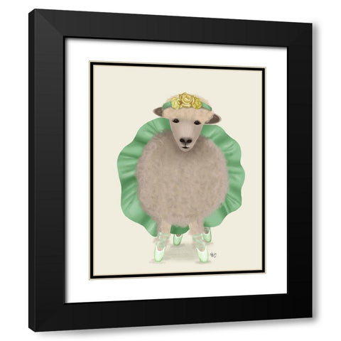 Ballet Sheep 4 Black Modern Wood Framed Art Print with Double Matting by Fab Funky
