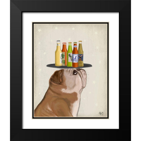 English Bulldog Beer Lover Black Modern Wood Framed Art Print with Double Matting by Fab Funky