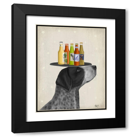 German Shorthaired Pointer Ice Cream, Black Beer Lover Black Modern Wood Framed Art Print with Double Matting by Fab Funky
