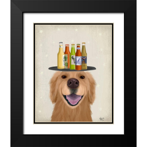 Golden Retriever Beer Lover Black Modern Wood Framed Art Print with Double Matting by Fab Funky