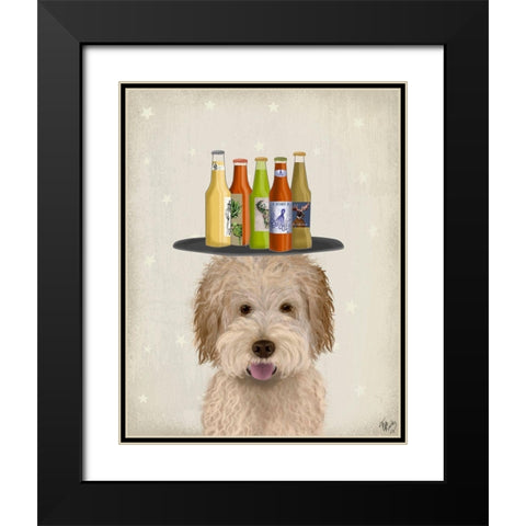 Labradoodle Gold 1 Beer Lover Black Modern Wood Framed Art Print with Double Matting by Fab Funky