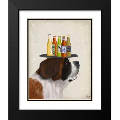 St Bernard Beer Lover Black Modern Wood Framed Art Print with Double Matting by Fab Funky