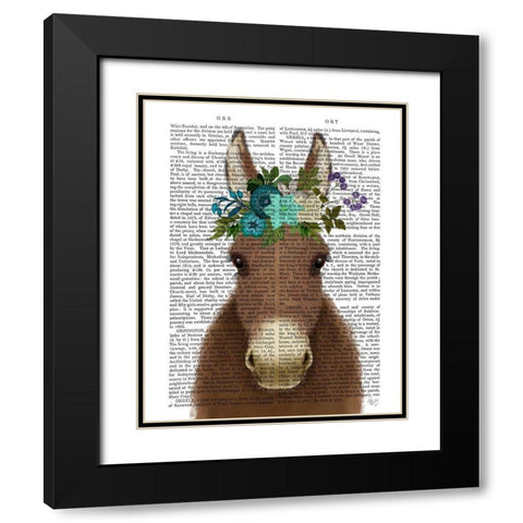 Donkey Bohemian 3 Book Print Black Modern Wood Framed Art Print with Double Matting by Fab Funky