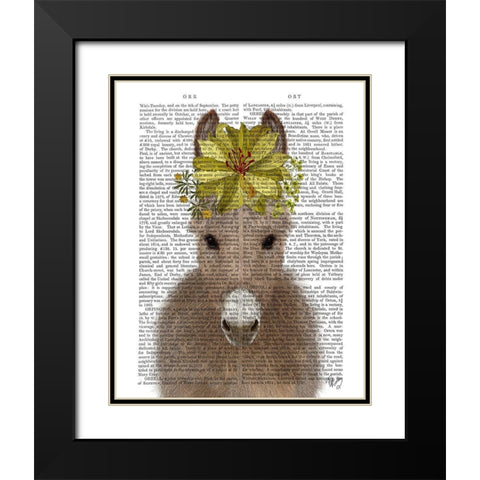 Donkey Sunflower Book Print Black Modern Wood Framed Art Print with Double Matting by Fab Funky