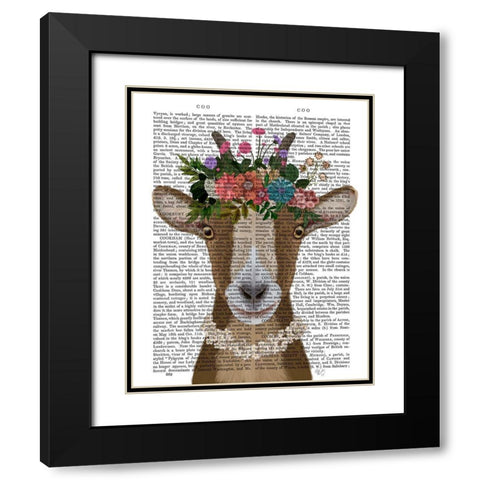 Goat Bohemian 3 Book Print Black Modern Wood Framed Art Print with Double Matting by Fab Funky