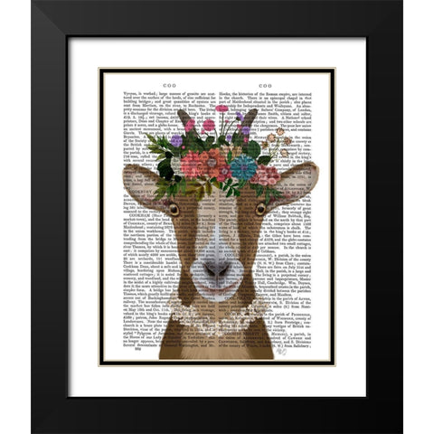 Goat Bohemian 3 Book Print Black Modern Wood Framed Art Print with Double Matting by Fab Funky