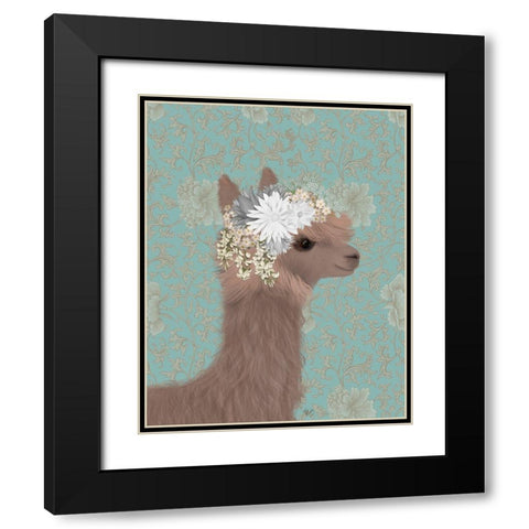 Llama Bohemian 3 Black Modern Wood Framed Art Print with Double Matting by Fab Funky