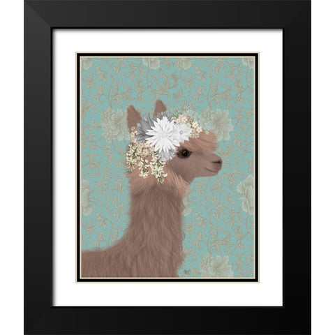 Llama Bohemian 3 Black Modern Wood Framed Art Print with Double Matting by Fab Funky