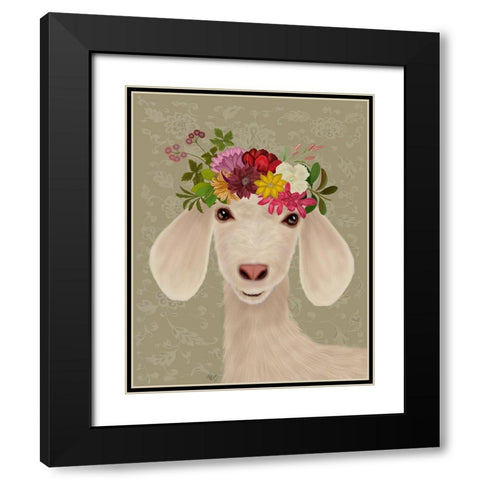 Goat Bohemian 2 Black Modern Wood Framed Art Print with Double Matting by Fab Funky