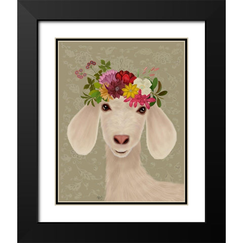 Goat Bohemian 2 Black Modern Wood Framed Art Print with Double Matting by Fab Funky