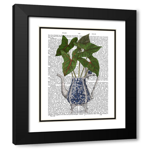 Chinoiserie Vase 4, With Plant Book Print Black Modern Wood Framed Art Print with Double Matting by Fab Funky