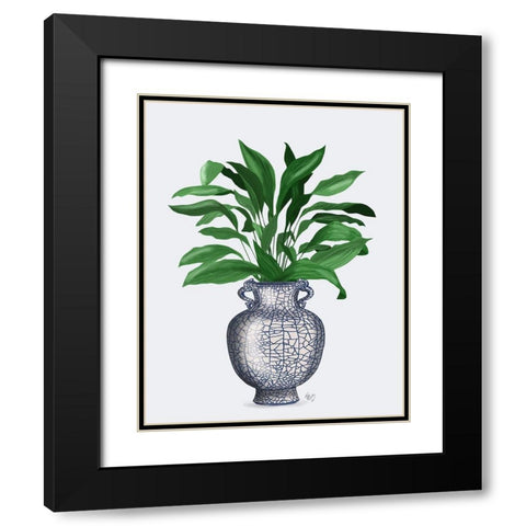Chinoiserie Vase 2, With Plant Black Modern Wood Framed Art Print with Double Matting by Fab Funky
