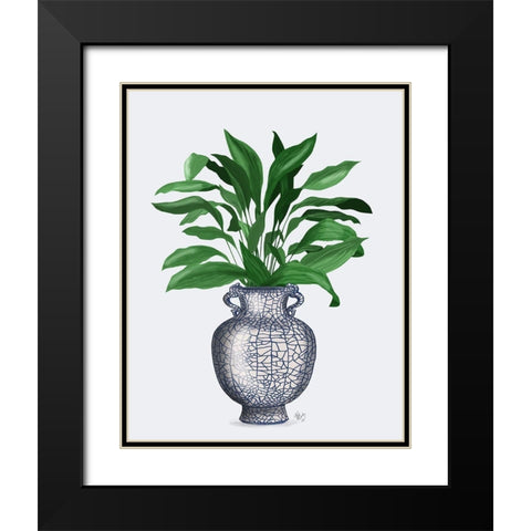 Chinoiserie Vase 2, With Plant Black Modern Wood Framed Art Print with Double Matting by Fab Funky