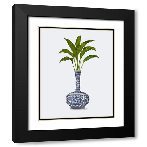 Chinoiserie Vase 3, With Plant Black Modern Wood Framed Art Print with Double Matting by Fab Funky