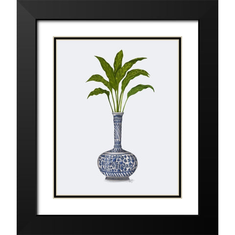 Chinoiserie Vase 3, With Plant Black Modern Wood Framed Art Print with Double Matting by Fab Funky