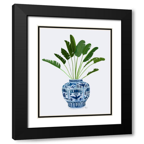 Chinoiserie Vase 5, With Plant Black Modern Wood Framed Art Print with Double Matting by Fab Funky