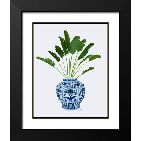 Chinoiserie Vase 5, With Plant Black Modern Wood Framed Art Print with Double Matting by Fab Funky