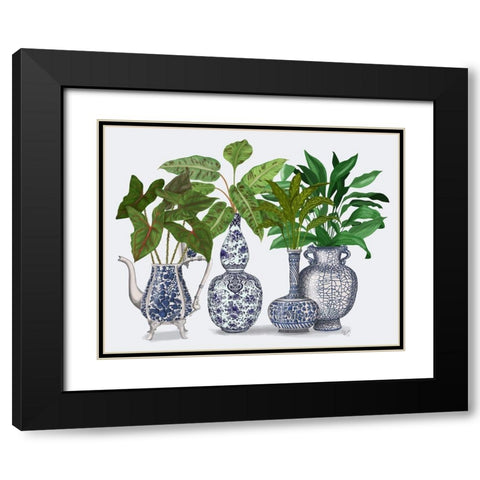 Chinoiserie Vase Group 2 Black Modern Wood Framed Art Print with Double Matting by Fab Funky