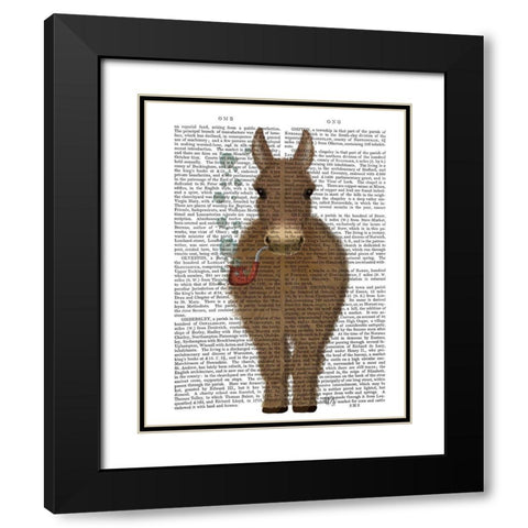 Donkey Bubble Pipe, Full Book Print Black Modern Wood Framed Art Print with Double Matting by Fab Funky