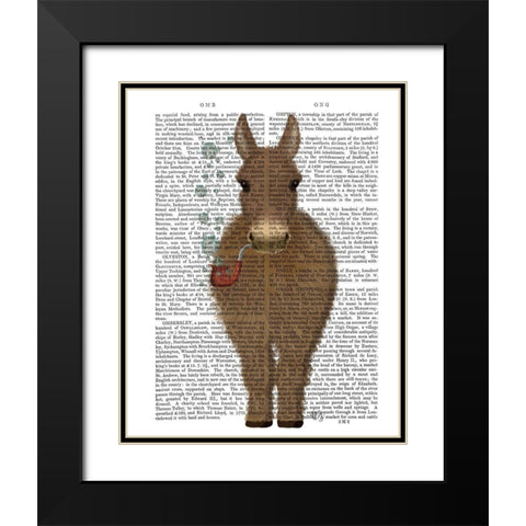 Donkey Bubble Pipe, Full Book Print Black Modern Wood Framed Art Print with Double Matting by Fab Funky