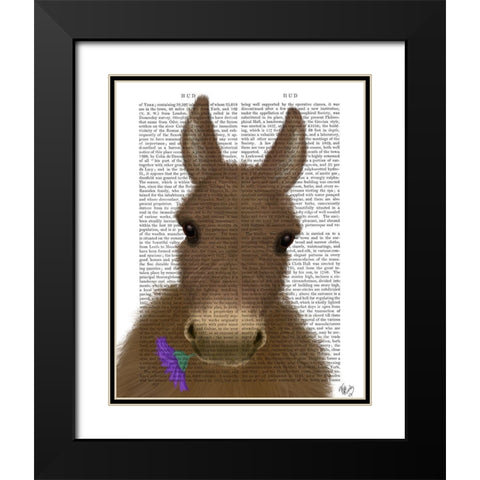 Donkey Purple Flower Book Print Black Modern Wood Framed Art Print with Double Matting by Fab Funky