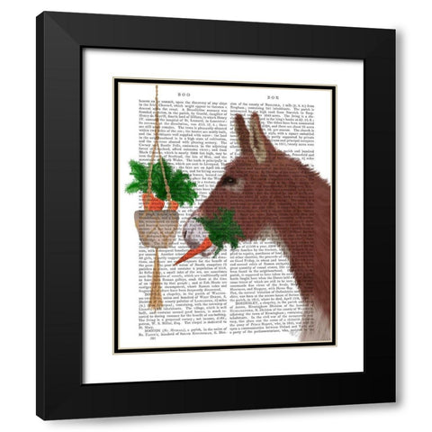 Donkey Lunch Book Print Black Modern Wood Framed Art Print with Double Matting by Fab Funky
