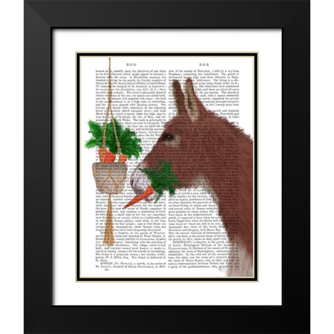 Donkey Lunch Book Print Black Modern Wood Framed Art Print with Double Matting by Fab Funky