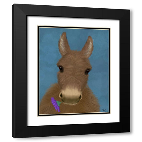 Donkey Purple Flower Black Modern Wood Framed Art Print with Double Matting by Fab Funky