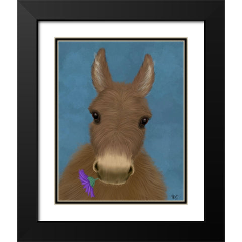 Donkey Purple Flower Black Modern Wood Framed Art Print with Double Matting by Fab Funky