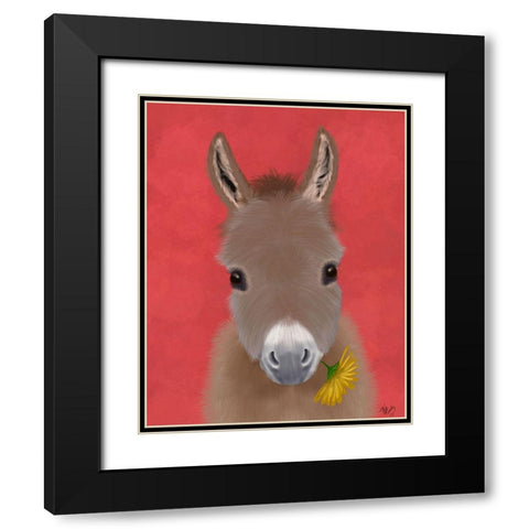 Donkey Yellow Flower Black Modern Wood Framed Art Print with Double Matting by Fab Funky