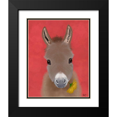 Donkey Yellow Flower Black Modern Wood Framed Art Print with Double Matting by Fab Funky