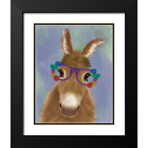 Donkey Purple Flower Glasses Black Modern Wood Framed Art Print with Double Matting by Fab Funky