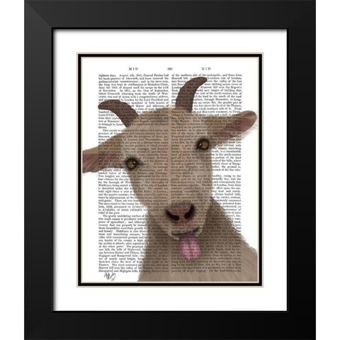 Funny Farm Goat 2 Book Print Black Modern Wood Framed Art Print with Double Matting by Fab Funky