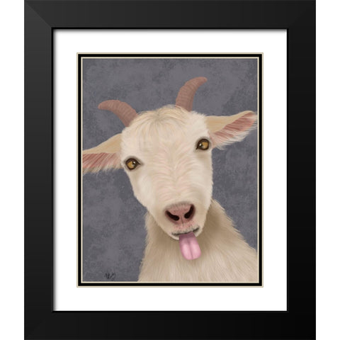 Funny Farm Goat 2 Black Modern Wood Framed Art Print with Double Matting by Fab Funky