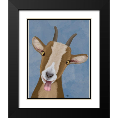 Funny Farm Goat 3 Black Modern Wood Framed Art Print with Double Matting by Fab Funky