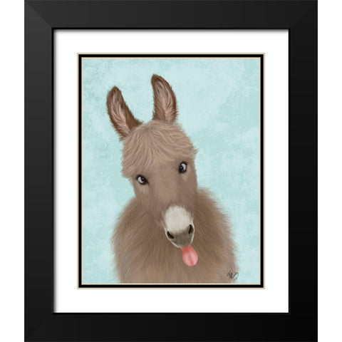Funny Farm Donkey 2 Black Modern Wood Framed Art Print with Double Matting by Fab Funky