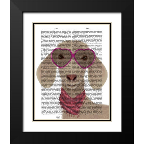 Goat Heart Glasses Book Print Black Modern Wood Framed Art Print with Double Matting by Fab Funky