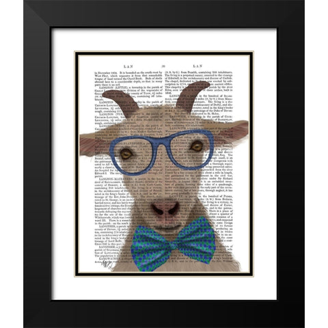 Nerdy Goat Book Print Black Modern Wood Framed Art Print with Double Matting by Fab Funky