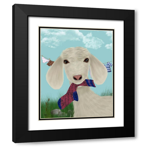 Goat Sock Lunch Black Modern Wood Framed Art Print with Double Matting by Fab Funky