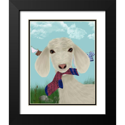 Goat Sock Lunch Black Modern Wood Framed Art Print with Double Matting by Fab Funky