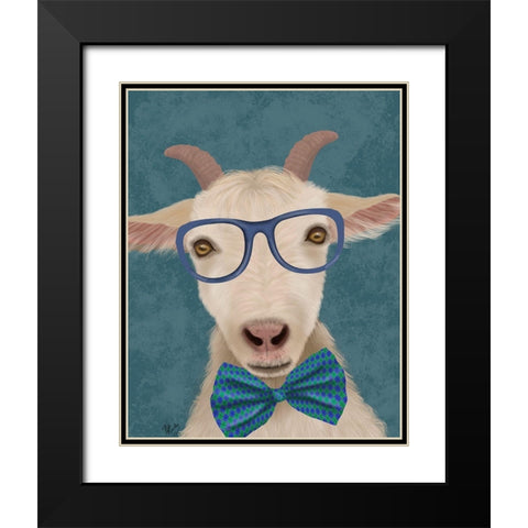 Nerdy Goat Black Modern Wood Framed Art Print with Double Matting by Fab Funky