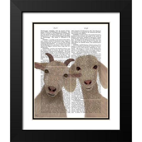Goat Duo, Looking at You Book Print Black Modern Wood Framed Art Print with Double Matting by Fab Funky