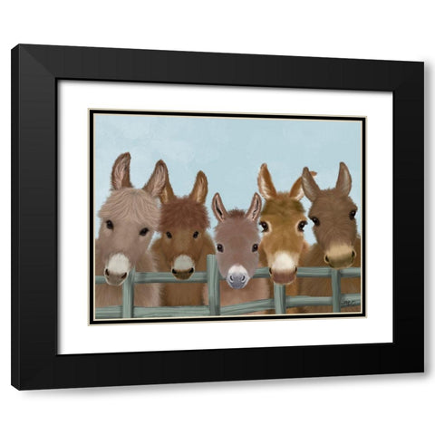 Donkey Herd at Fence Black Modern Wood Framed Art Print with Double Matting by Fab Funky
