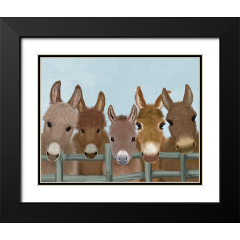 Donkey Herd at Fence Black Modern Wood Framed Art Print with Double Matting by Fab Funky