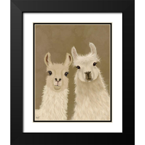 Llama Duo, Looking at You Black Modern Wood Framed Art Print with Double Matting by Fab Funky