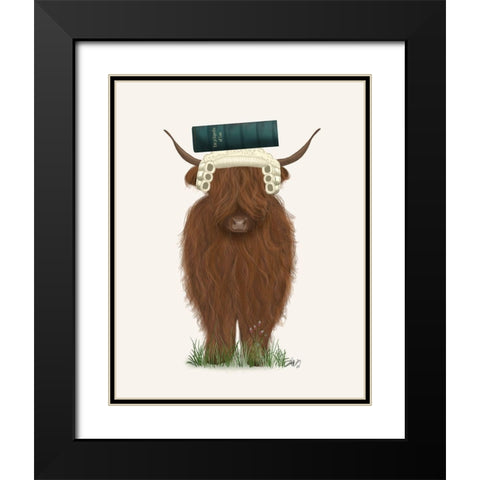 Highland Cow Lawyer Black Modern Wood Framed Art Print with Double Matting by Fab Funky
