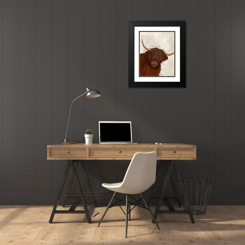 Highland Cow 5, Portrait Black Modern Wood Framed Art Print with Double Matting by Fab Funky